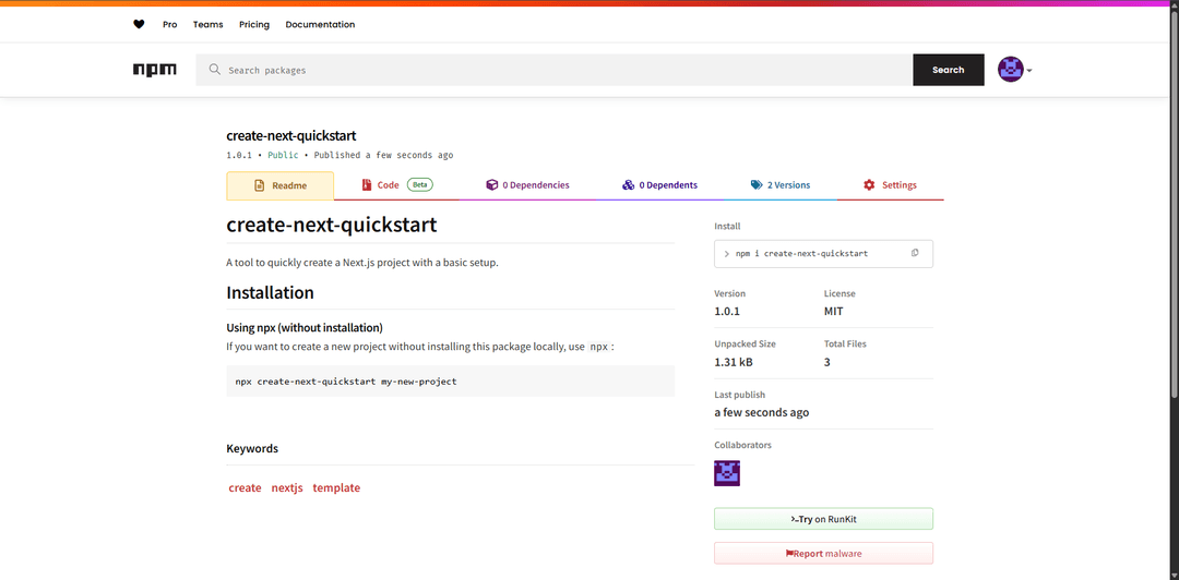 Commande Quickstart